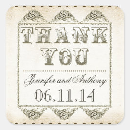 Pegatina Cuadrada Gracias a los pegatinas de tipografía vintage por 