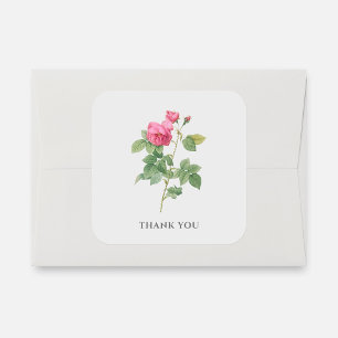 Pegatina Cuadrada Gracias a Vintage Rosa Botánico