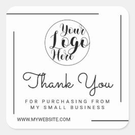 Pegatina Cuadrada Gracias al cliente por el logotipo de la secuencia