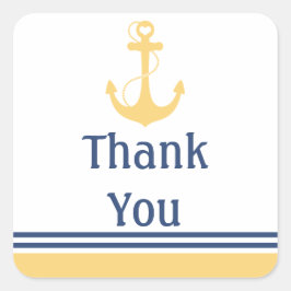 Pegatina Cuadrada Gracias Ancla del Corazón Amarillo