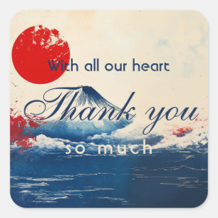 Pegatina Cuadrada Gracias Armonía Japonesque con Fuji