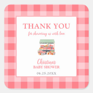 Pegatina Cuadrada Gracias Baby Shower de crecimiento local