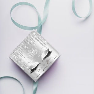 Pegatina Cuadrada Gracias Beauty Lashes Lotus Bridal Gray Purpurina