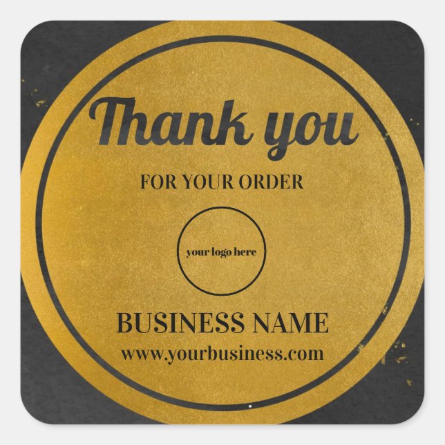 Pegatina Cuadrada Gracias Black Business Corporate (Anverso)