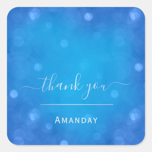 Pegatina Cuadrada Gracias Blue Bridal Shower Boda Sweet 16th (Anverso)