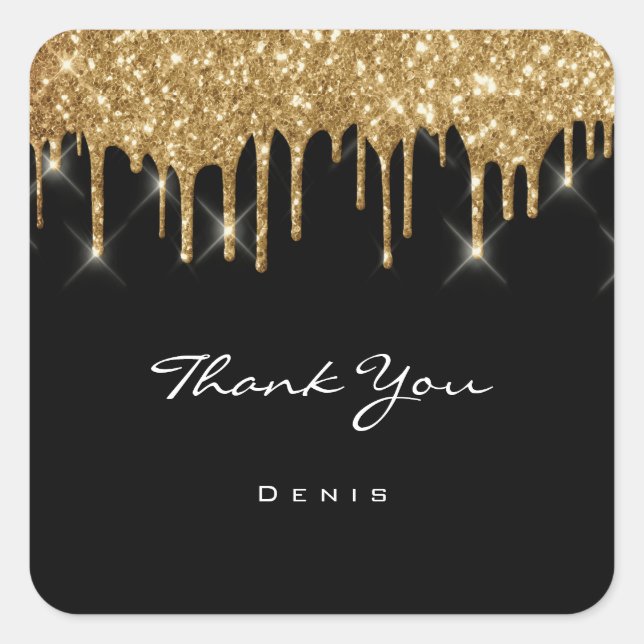 Pegatina Cuadrada Gracias Boda Beauty Black (Anverso)