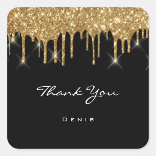 Pegatina Cuadrada Gracias Boda Beauty Black