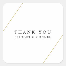 Pegatina Cuadrada Gracias Boda de oro geométrico moderno