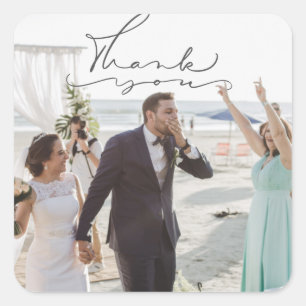 Pegatina Cuadrada Gracias Boda fotográfico moderno