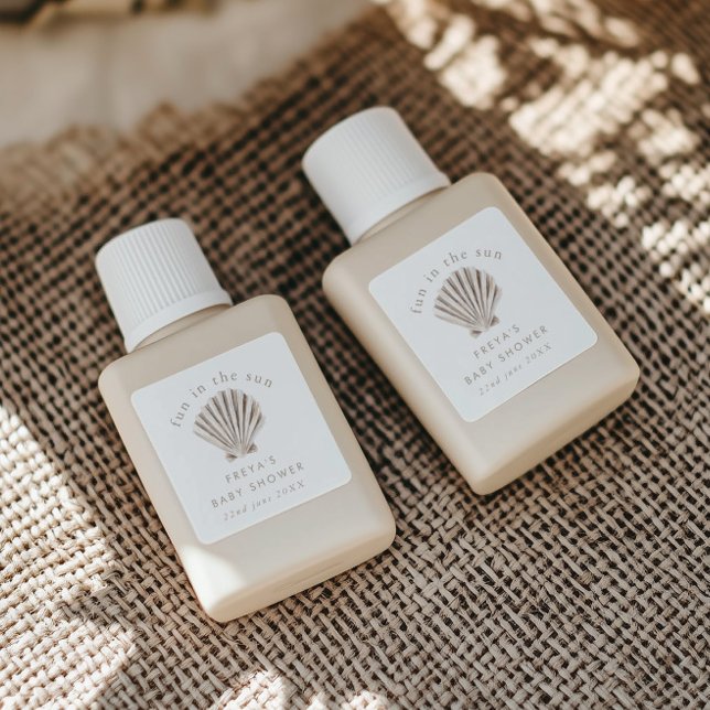 Pegatina Cuadrada Gracias Boho Beach Shell Baby Shower (Zazzle Thank you Boho Beach Shell Baby Shower Square Sticker)