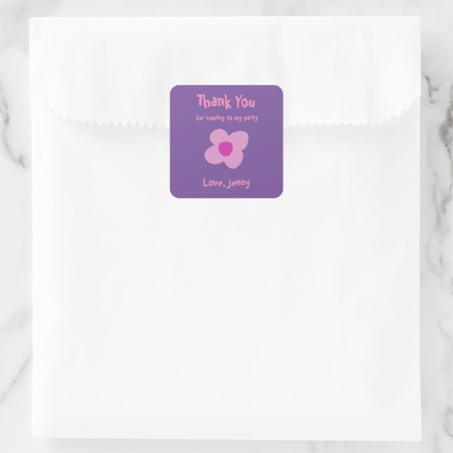 Pegatina Cuadrada Gracias, Boho Pink Flower (Bolso)