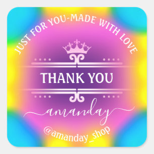 Pegatina Cuadrada Gracias Boutique Shop Royal Crown Princess
