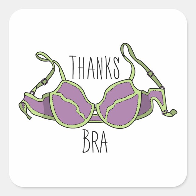 Pegatina Cuadrada Gracias Bra (Anverso)