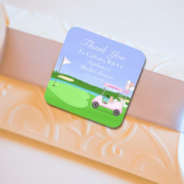 Pegatina Cuadrada Gracias Bridal Golf Bridal Shower Brunch