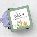 Pegatina Cuadrada Gracias Cazadores De Bodas Watercolor Flores Silve<br><div class="desc">Estos adorables stickers de boda de agradecimiento incluyen flores silvestres de color en tonos naranja y violeta de lavanda con brotes de vegetación. , Una opción divertida y botánica para sus favores en la ducha de novia. Para ver más suministros de boda de jardín floral como este visita www.zazzle.com/dotellabelle Arte...</div>
