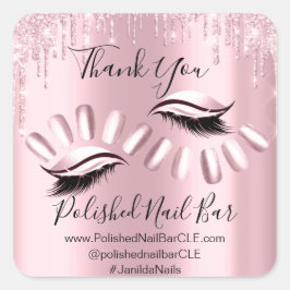 Pegatina Cuadrada Gracias Comprando Diamantes Perforaciones Rosa de 