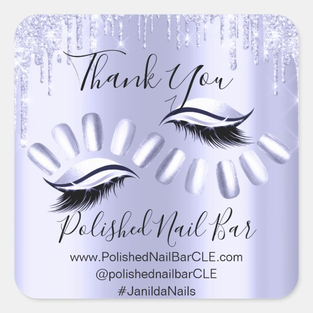 Pegatina Cuadrada Gracias Comprando Perforaciones De Diamantes Nail  (Anverso)