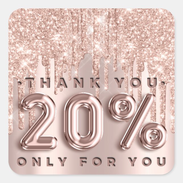 Pegatina Cuadrada Gracias Comprar Rosas de goteo 20% de descuento pr (Anverso)