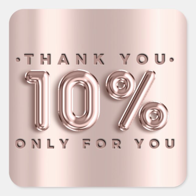 Pegatina Cuadrada Gracias Comprar Rosas Drips 10%Off Modern (Anverso)