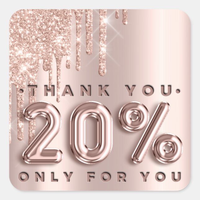Pegatina Cuadrada Gracias Comprar Rosas Drips 20%off Drips (Anverso)