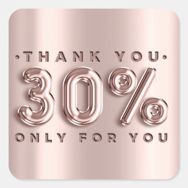 Pegatina Cuadrada Gracias Comprar Rosas Drips 30%Off Modern (Anverso)