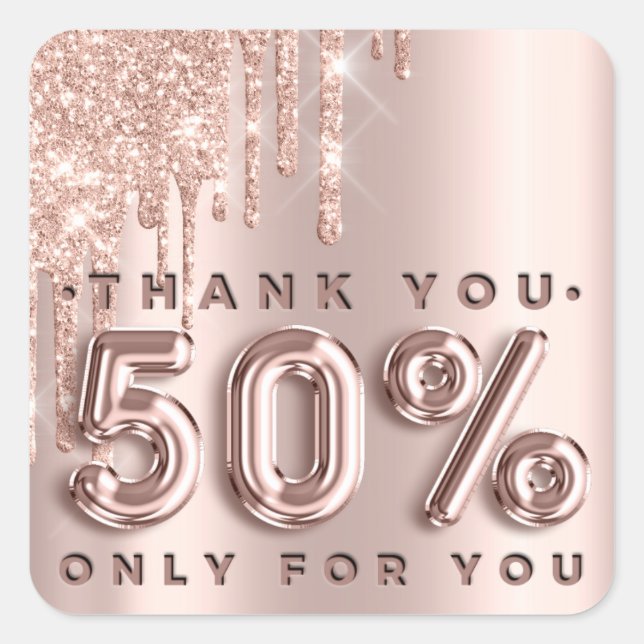 Pegatina Cuadrada Gracias Comprar Rosas Drips 50%off Drips (Anverso)