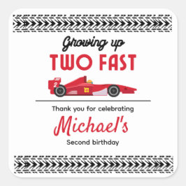 Pegatina Cuadrada Gracias Crecer Dos Carros Rápidos Rojos
