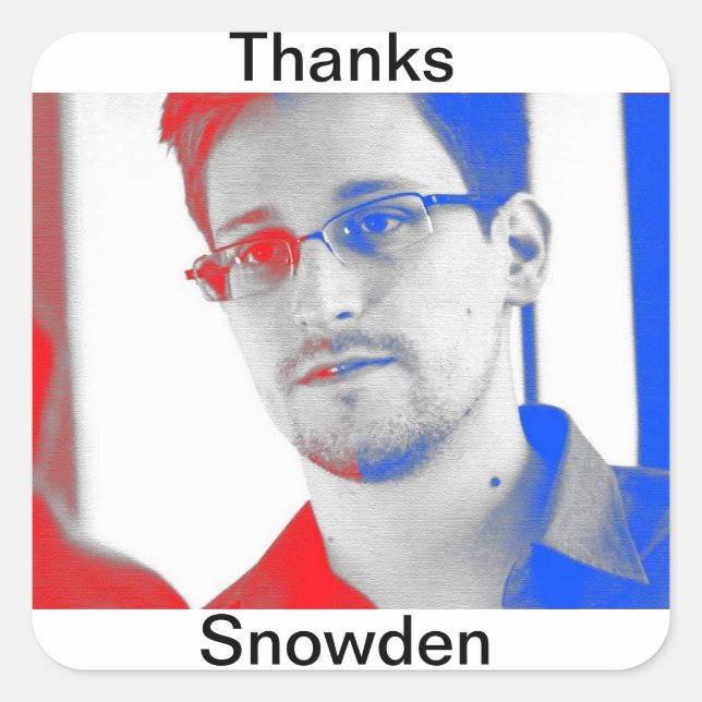 Pegatina Cuadrada Gracias Edward Snowden (Anverso)