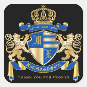 Pegatina Cuadrada Gracias emblema de oro del león del escudo de