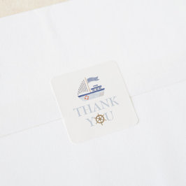 Pegatina Cuadrada Gracias En Barco De Navegación