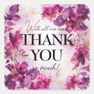 Pegatina Cuadrada Gracias Encantamiento: acuarela