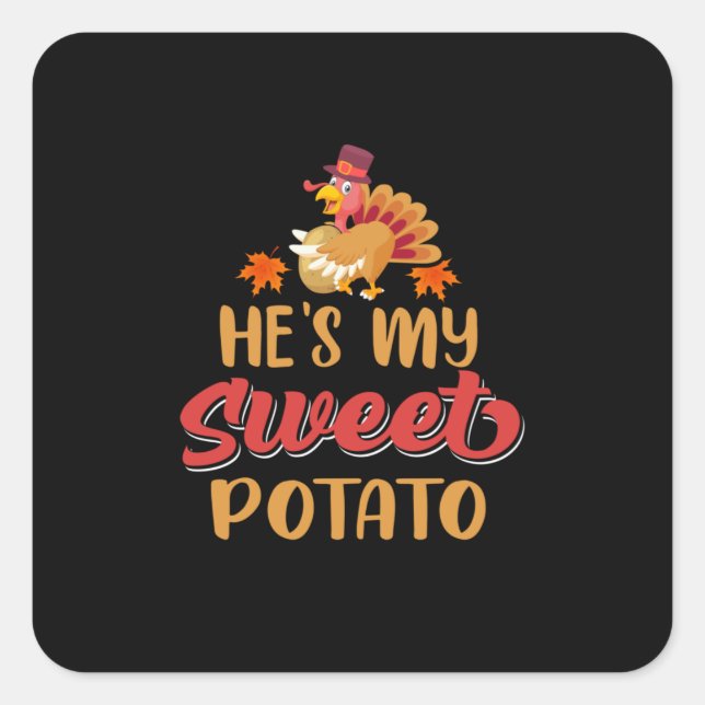 Pegatina Cuadrada Gracias, es mi batata dulce (Anverso)