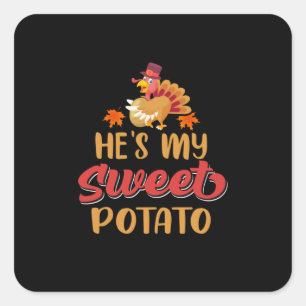 Pegatina Cuadrada Gracias, es mi batata dulce