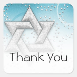 Pegatina Cuadrada Gracias Estrella Turquesa Shimmer de David