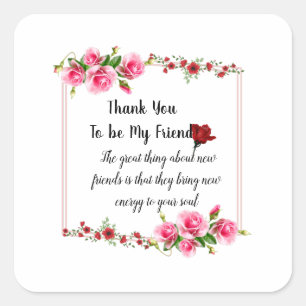 Pegatina Cuadrada Gracias Etiquetas de regalo de tarjeta