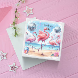Pegatina Cuadrada Gracias Fiesta Flamingo Beach