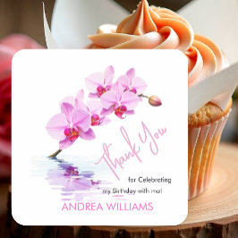 Pegatina Cuadrada Gracias, Flor de Orquídea Salvaje florece en 50 añ