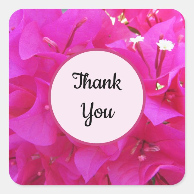 Pegatina Cuadrada Gracias Flor Rosa Brillante Azalea (Anverso)