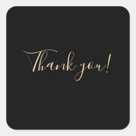 Pegatina Cuadrada "Gracias" Fondo negro