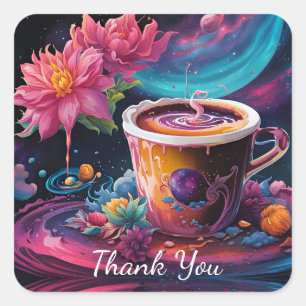 Pegatina Cuadrada Gracias Galaxy Garden Café