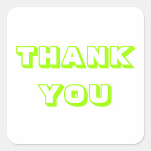 Pegatina Cuadrada Gracias, gracias, artreuse blanco verde