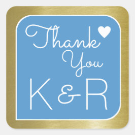 Pegatina Cuadrada gracias / gracias, azul