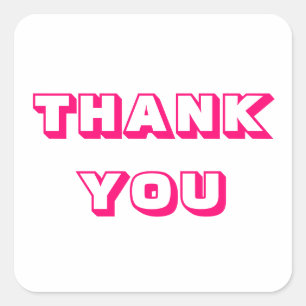 Pegatina Cuadrada Gracias, gracias, fuchsia blanca rosa