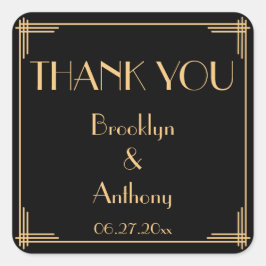 Pegatina Cuadrada Gracias Grandes Pegatinas De Bodas De Arte Deco