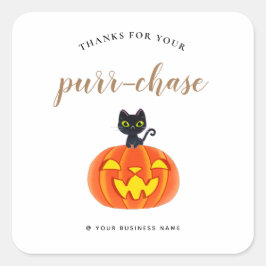 Pegatina Cuadrada gracias halloween divertido gato pun Small Busines