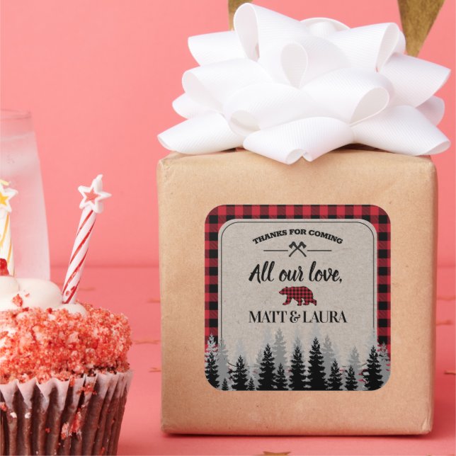 Pegatina Cuadrada Gracias leñador de cuadros de búfalo (Fiesta)