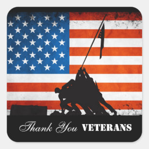 Pegatina Cuadrada Gracias los veteranos