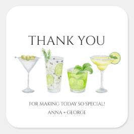 Pegatina Cuadrada Gracias Margarita Cóctel Despedida de Soltera para