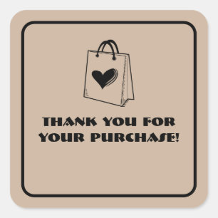 Pegatina Cuadrada Gracias minimalista por tu compra