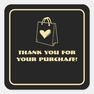Pegatina Cuadrada Gracias minimalista por tu compra de oro